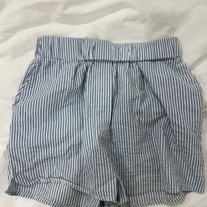 Daily Drills Blue and White Striped High-Waist Shorts